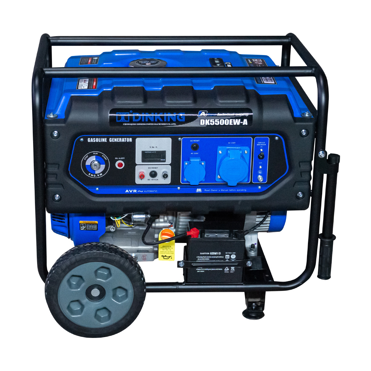 Генератор бензиновый Dinking DKA5500EW (5,5кВт, электростартер, 15лс, колёса)